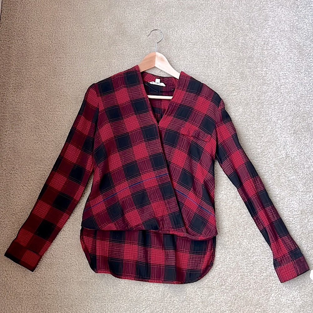 Double Zero Medium Red & Black Plaid Flannel